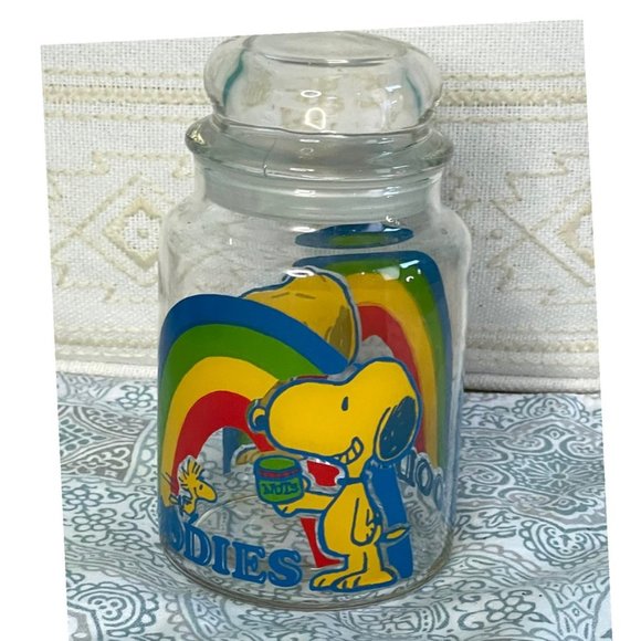 Peanuts Kitchen Vintage Peanuts Snoopy Goodies Glass Canister Jar